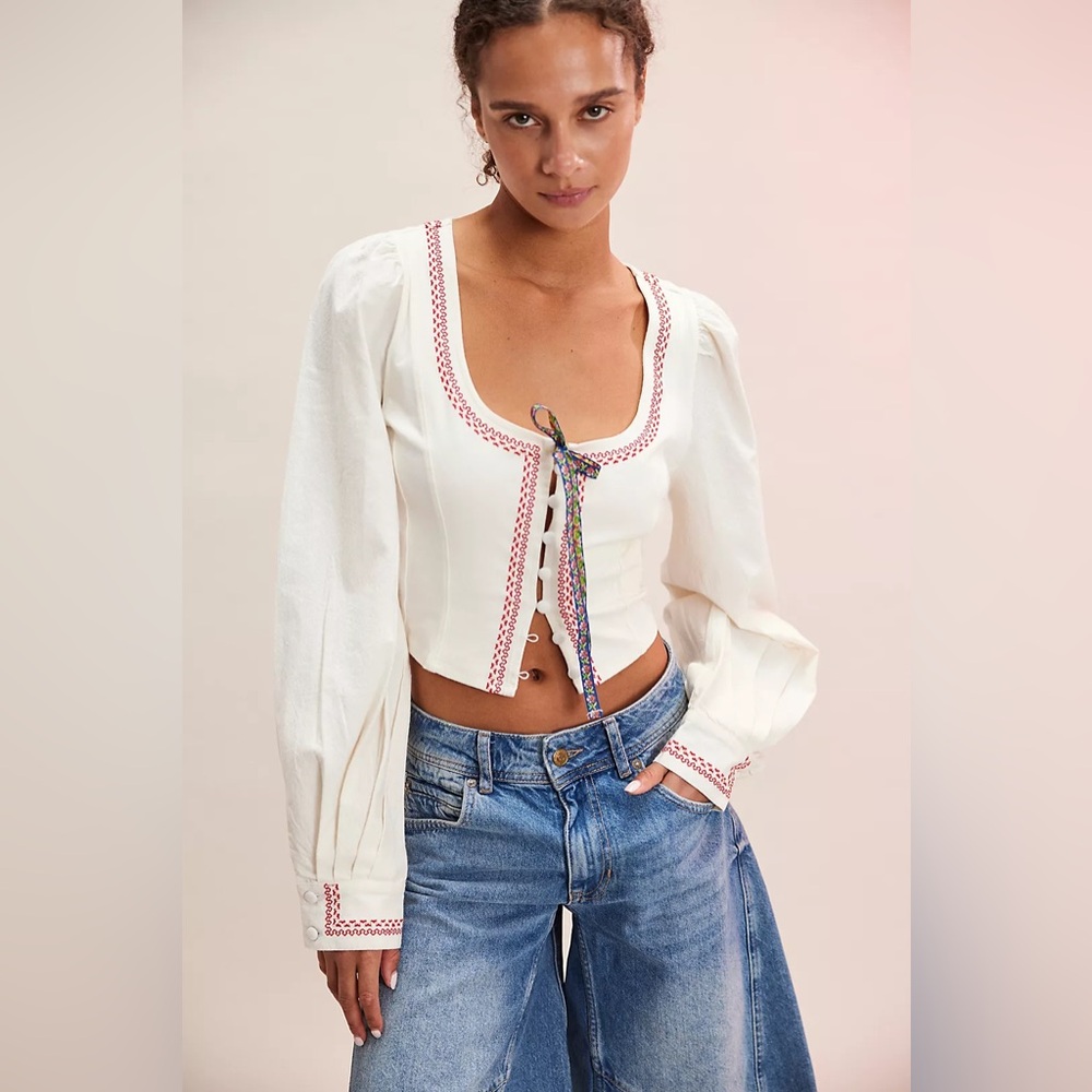 Free People Ivory Mada Top